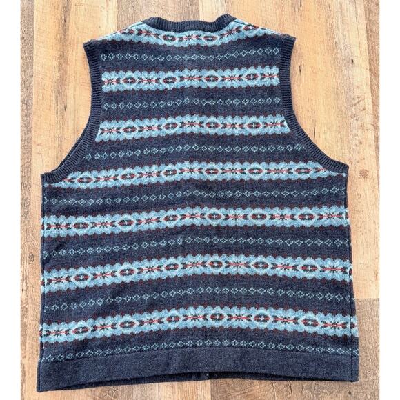 Vintage Eddie Bauer Lambswool Fair Isle Sweater Vest Women’s LG 90s Wool Knit - Picture 2 of 9